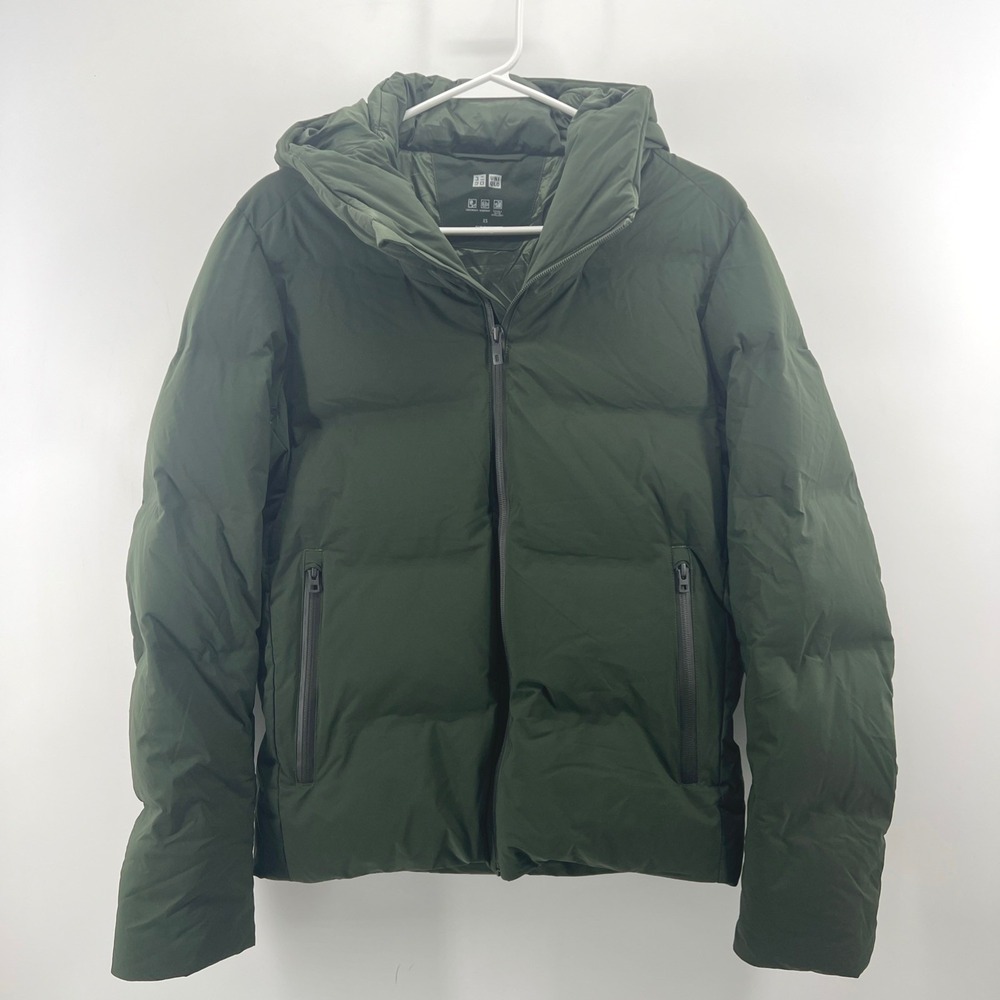 Uniqlo Seamless Down Parka Women XS Olive Green Puffer Windproof Winter Jacket
